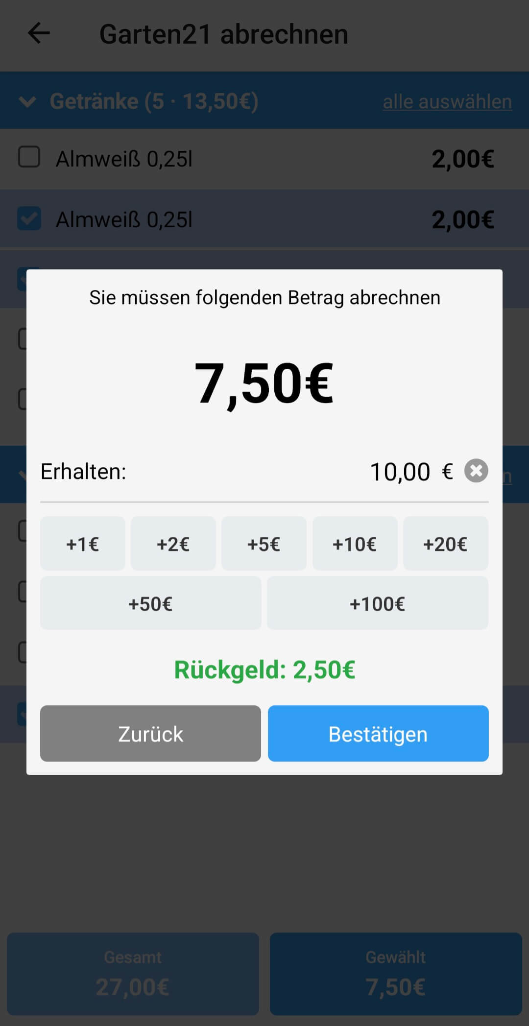Wechselgeld-Rechner
